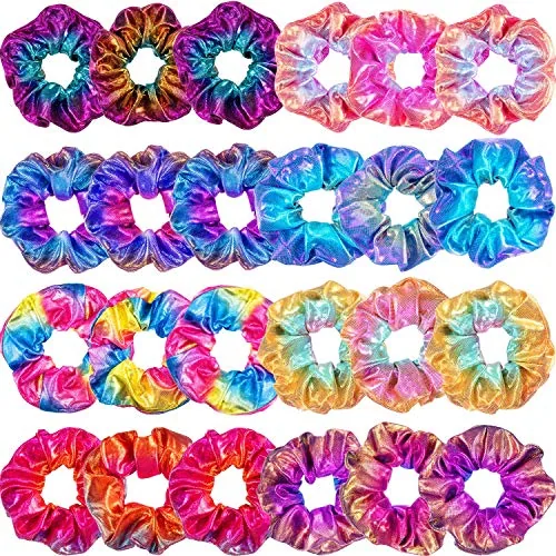 Tatuo 24-Piece Hair Scrunchies, Rainbow Colors