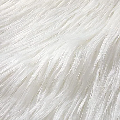 Tatuo White Fake Fur Fabric, 60 x 18 in