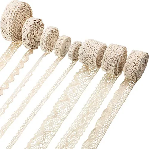 Tatuo 40-Yard Vintage Cotton Lace Trim, Beige